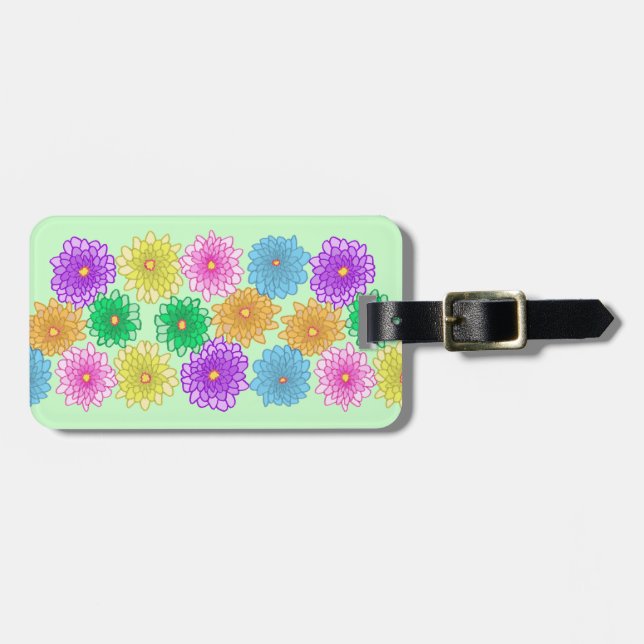 Colourful Mums Flowers Chrysanthemums Luggage Tags (Front Horizontal)