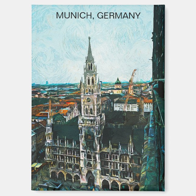 Colourful Munich Germany Oil Paint Magnet (Front)