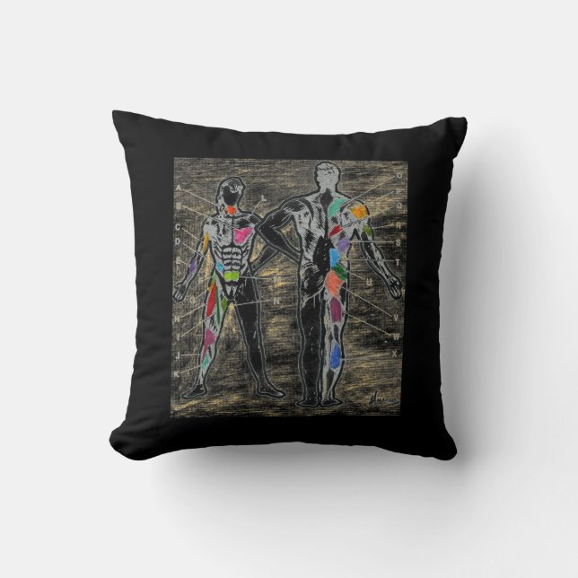 Colourful muscles chart anatomy throw pillows (Front)