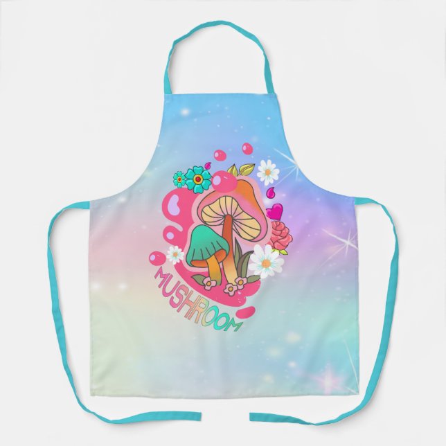 Colourful Mushroom Cute Apron (Front)