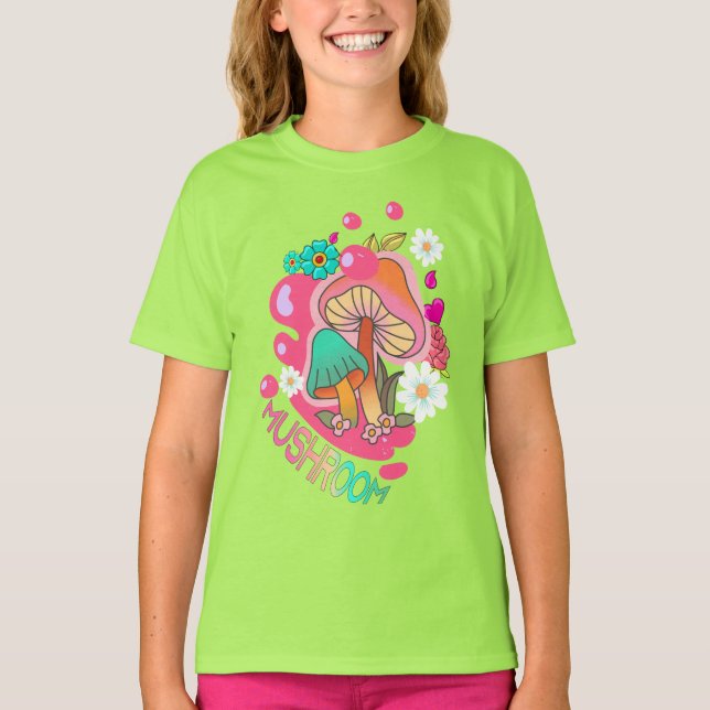 Colourful Mushroom Cute T-shirt (Front)