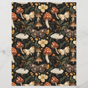 colourful mushroom fall pattern scrapbook paper