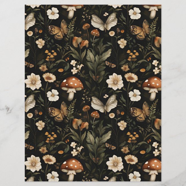 colourful mushroom fall pattern scrapbook paper (Front)