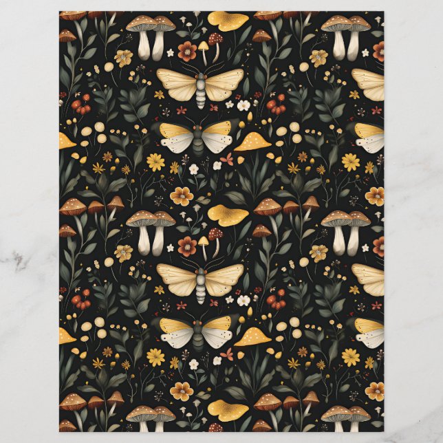 colourful mushroom fall pattern scrapbook paper (Front)