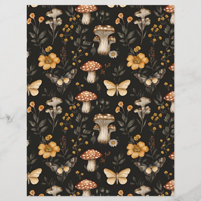 colourful mushroom fall pattern scrapbook paper (Front)