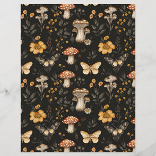 colourful mushroom fall pattern scrapbook paper