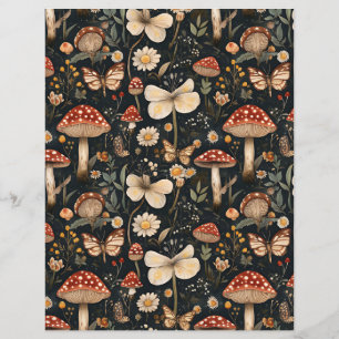 colourful mushroom fall pattern scrapbook paper