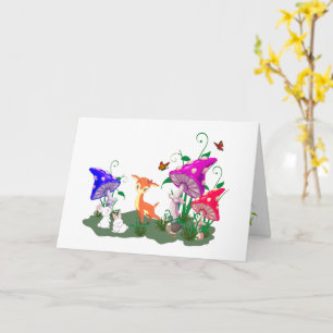 Colourful Mushroom & Forest Friends Greeting Card
