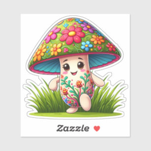 Colourful Mushroom in a Lush Garden