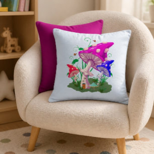 Colourful Mushroom   Light Blue  Cushion