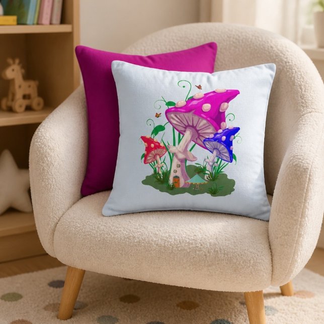 Colourful Mushroom | Light Blue  Cushion (Creator Uploaded)