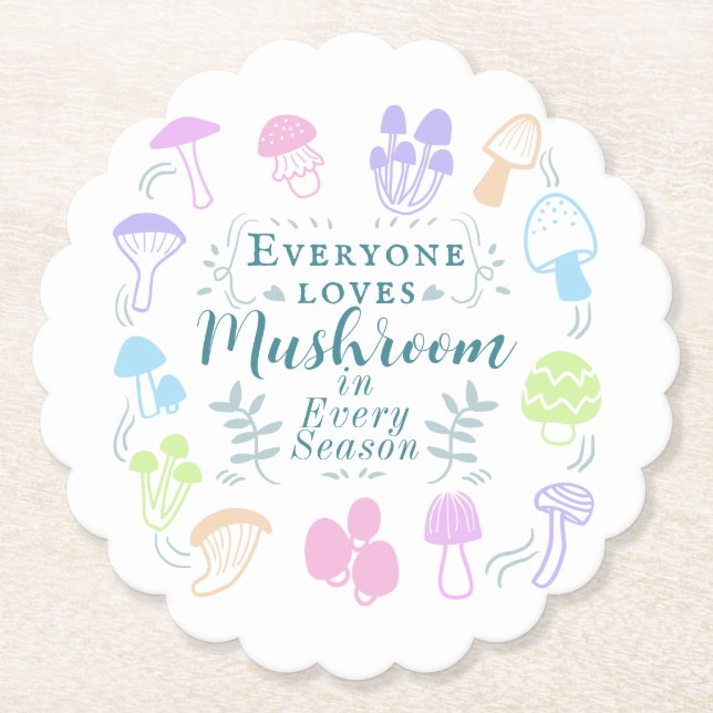 Colourful Mushroom Paper Coaster (Front)