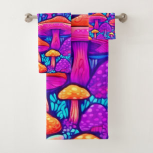 Colourful Mushroom Pattern Bath Towel Set