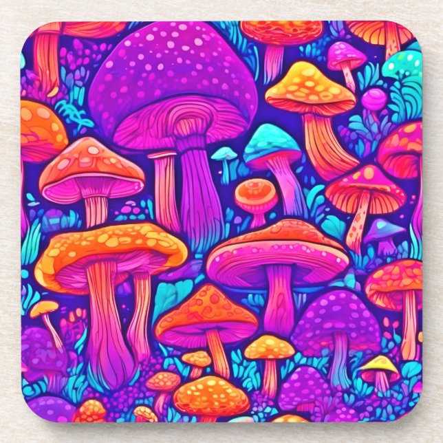 Colourful Mushroom Pattern Coaster (Front)