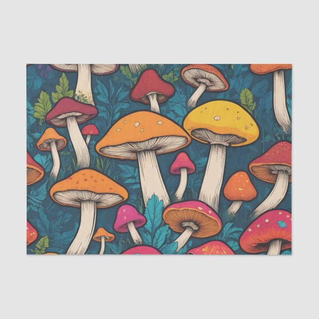 Colourful Mushroom Pattern Tissue Paper (Front)