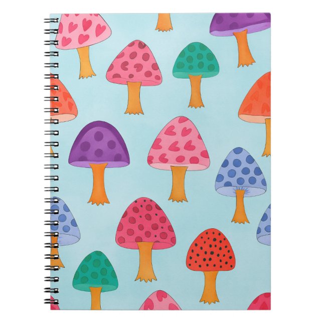 Colourful Mushroom PatternJournal Notebook (Front)