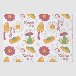 Colourful Mushroom, Rainbow and Daisies Pattern Tissue Paper