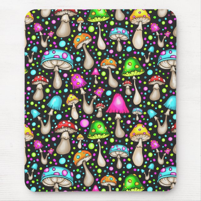 Colourful Mushroom Seamless Pattern Mouse Pad (Front)