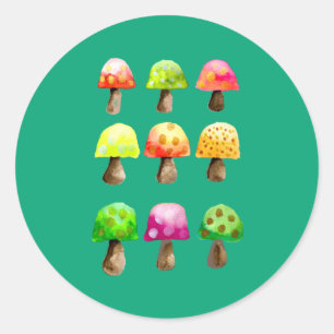 Colourful mushroom well done teacher classic round classic round sticker