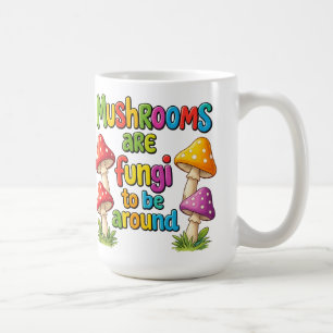 Colourful mushrooms design, bright forest fungi coffee mug