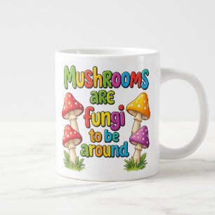 Colourful mushrooms design, bright forest fungi large coffee mug