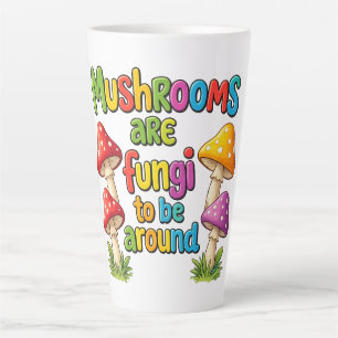 Colourful mushrooms design, bright forest fungi latte mug