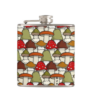 Colourful Mushrooms Design Flask