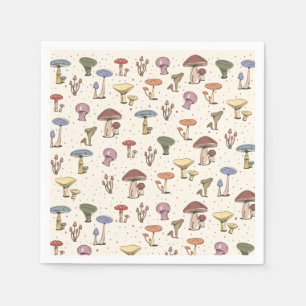 Colourful Mushrooms Doodle Pattern Napkin
