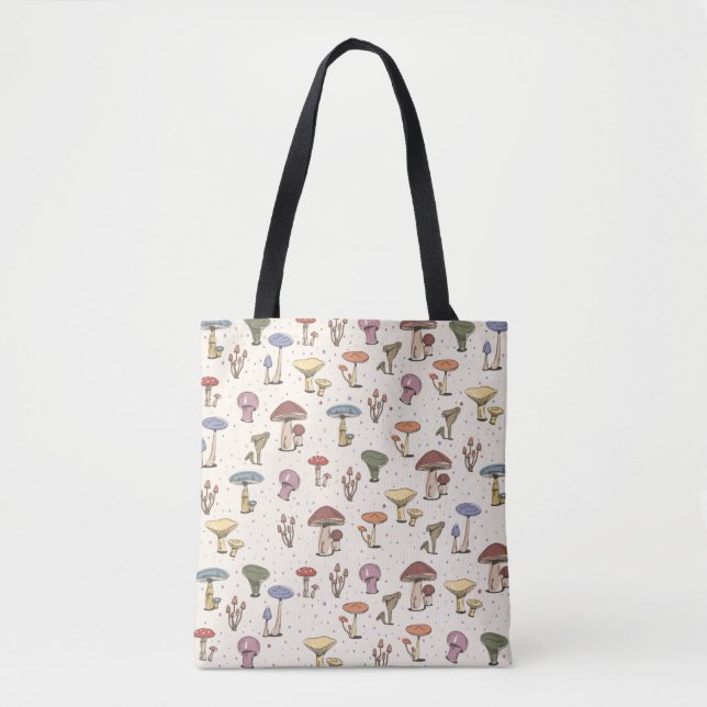 Colourful Mushrooms Doodle Pattern Tote Bag (Front)