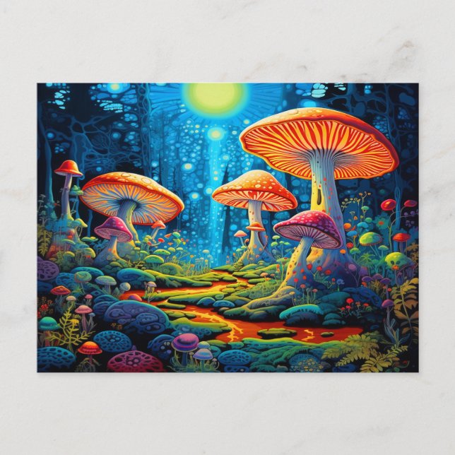 Colourful Mushrooms Fantasy  Postcard (Front)