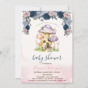Colourful Mushrooms Flowers Baby Shower Invitation