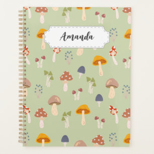 Colourful Mushrooms Pattern - Custom Name Planner
