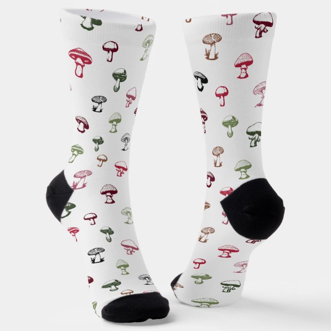 Colourful Mushrooms Pattern Socks (Angled)