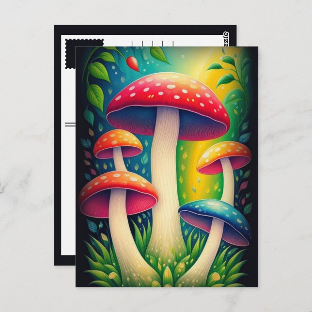 colourful mushrooms postcard (Front/Back)