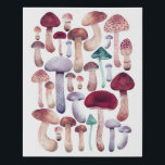 Colourful  Mushrooms Watercolor illustration  Faux Canvas Print<br><div class="desc">Hand painted Watercolor Mushrooms illustration.</div>