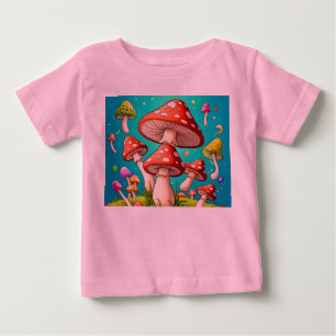 Colourful mushrooms with red and white spotted baby T-Shirt