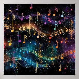 Colourful Music at Night Poster