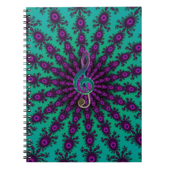 Colourful Music Clef on Star Fractal Notebook (Front)