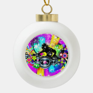 Colourful Music DJ Ceramic Ball Christmas Ornament