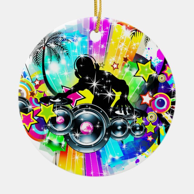Colourful Music DJ Ceramic Ornament (Front)