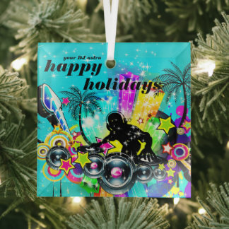 Colourful Music DJ Glass Tree Decoration