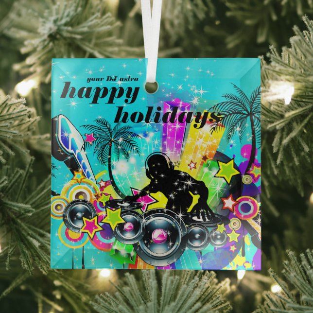 Colourful Music DJ Glass Tree Decoration (Insitu)