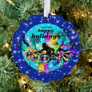 Colourful Music DJ Tree Decoration Card
