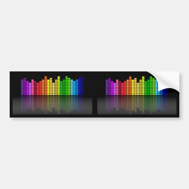 Colourful Music Equalizer w/Reflection, Cool Techn Bumper Sticker (Front)