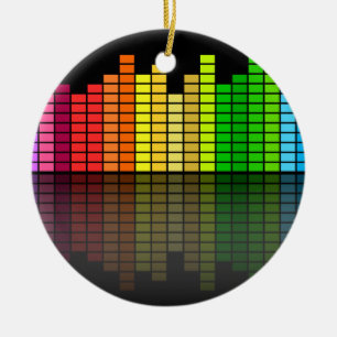 Colourful Music Equalizer w/Reflection, Cool Techn Ceramic Tree Decoration