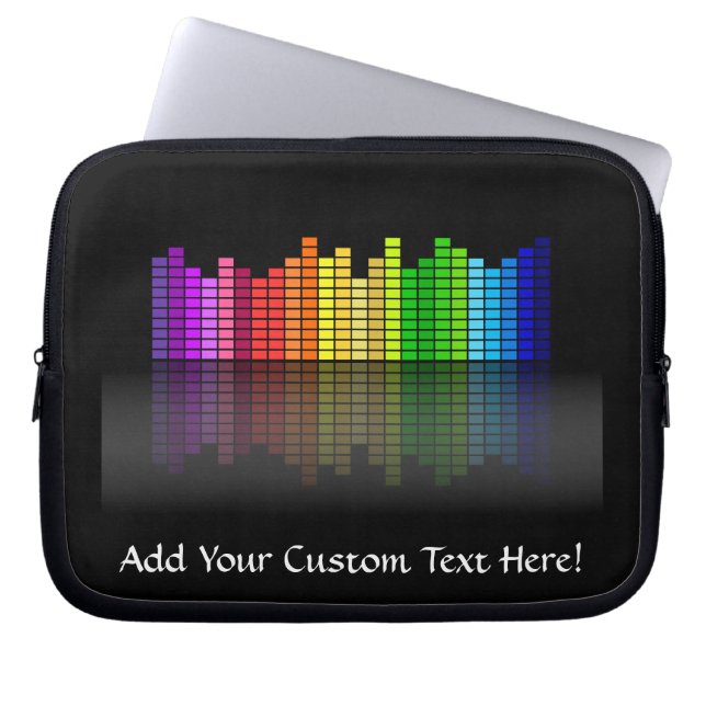 Colourful Music Equalizer w/Reflection, Cool Techn Laptop Sleeve (Front)