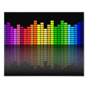 Colourful Music Equalizer w/Reflection, Cool Techn Photo Print
