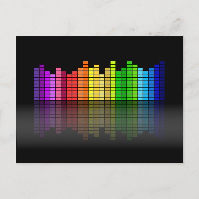 Colourful Music Equalizer w/Reflection, Cool Techn Postcard (Front)