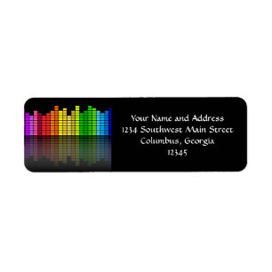 Colourful Music Equalizer w/Reflection, Cool Techn Return Address Label