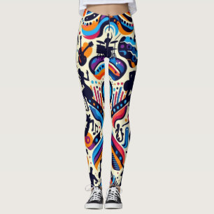 Colourful music festival concert pattern leggings